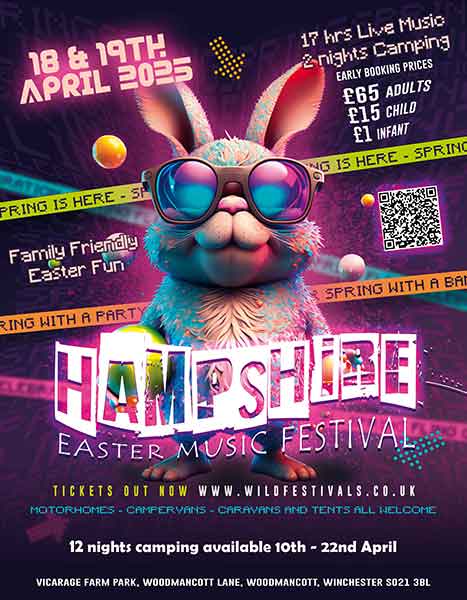 Wild Festivals Hampshire 2025 Easter Special family music festival flyer