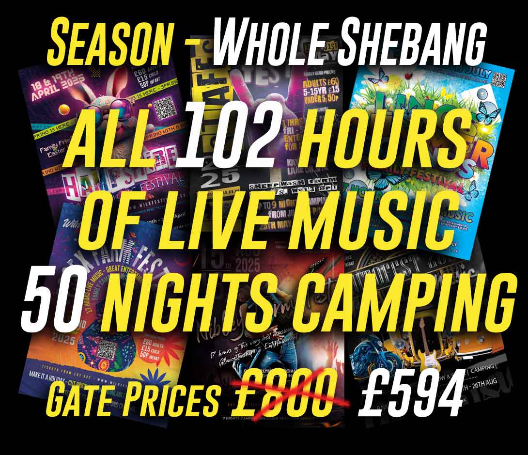 Wild Festivals 2025 Whole Shebang Season ticket events banner