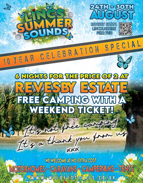 Wild Festivals Lincolnshire 2026 music festival pop up family camping flyer